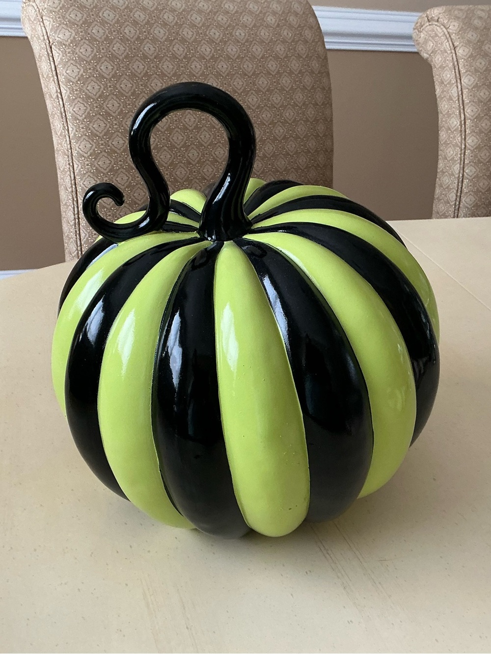 NWOT Black & White Striped Halloween Pumpkin
